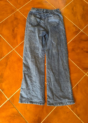 Kadın Gri Mavi Yıldızlı Bol Kesim Denim Pantolon - Görsel 2