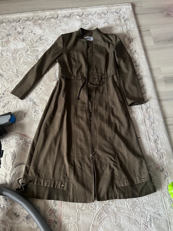 Fermuarlı Uzun pardesü trenç - Görsel 2