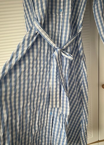 Mavi Ekose Uzun Kollu Elbise - Görsel 3