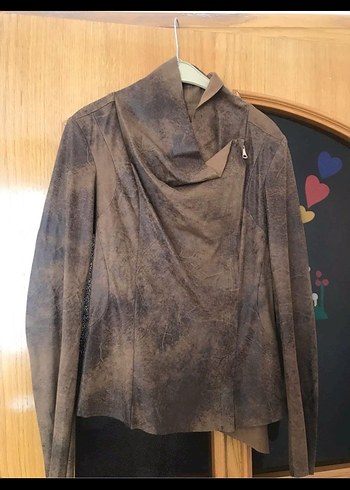 Kahverengi Süet Kadın Deri Ceket - Görsel 4