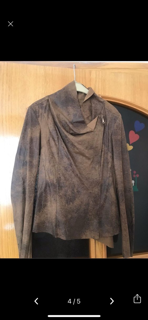 Kahverengi Süet Kadın Deri Ceket - Görsel 4