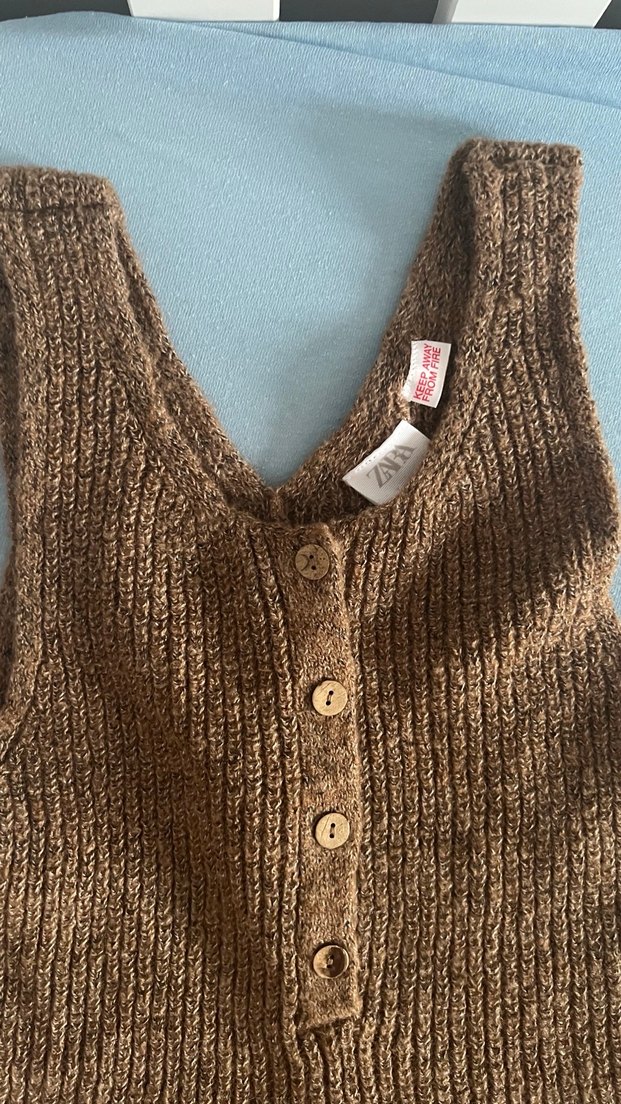 Çocuk Örme Kahverengi Tulum - Görsel 3