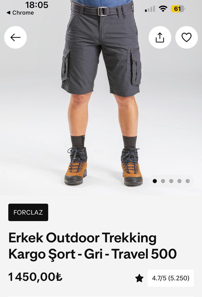 Decathlon erkek kargo sort - Görsel 3