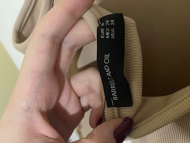 m Beden camel Renk Halter yaka elbise