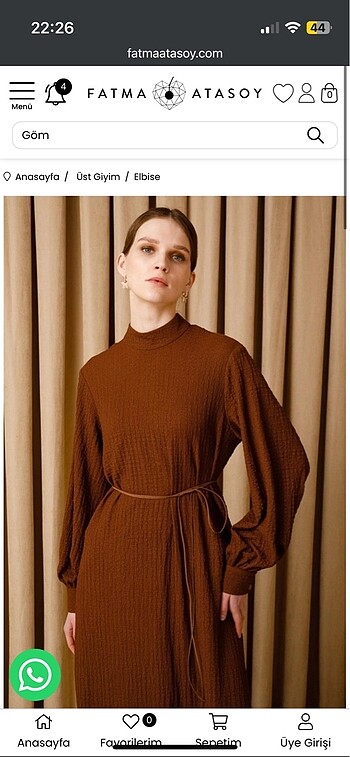 Suud Collection Fatma atasoy taba gofre elbise