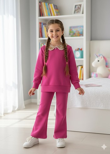 Oysho kumaş pembe çocuk takım - Görsel 2