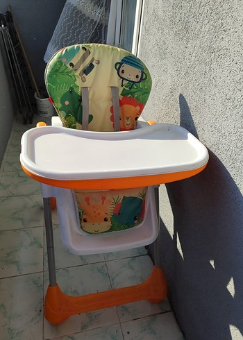 Turuncu ve Gri Bebek Mama Sandalyesi