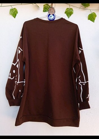 Diğer Kahverengi Baskılı Kadın Sweatshirt