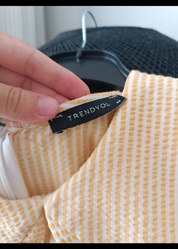 l Beden Bej Kadın Midi Keten Tunik Renkli Fırfırlı Yaka