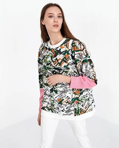 Desenli Twist Sweat