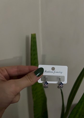 Yeşil Mini Payetli Bohem Çelik Küpe - Görsel 2