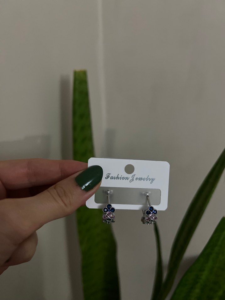 Yeşil Mini Payetli Bohem Çelik Küpe - Görsel 3