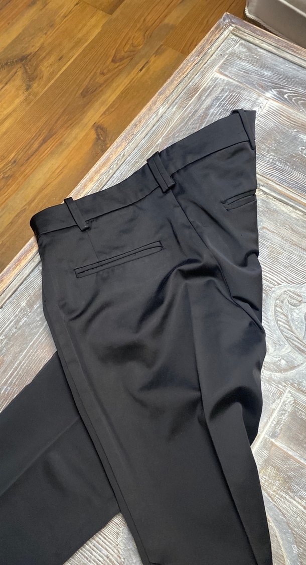 Kadın Siyah saten Kumaş Pantolon - Görsel 4