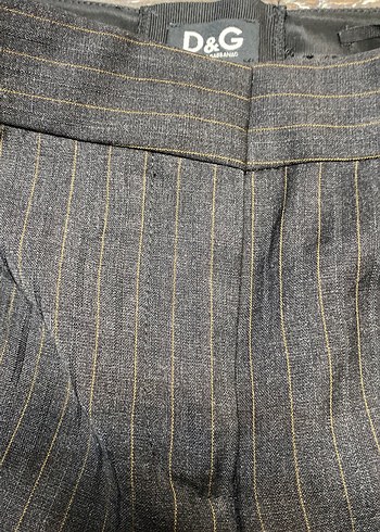 Siyah Çizgili Pilili Midi Kumaş Pantolon - Görsel 6