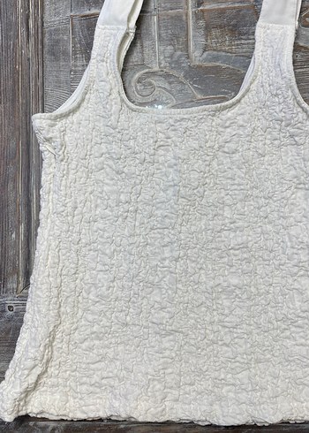 Beyaz Keten Bohem Kadın Atlet - Görsel 4