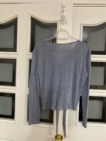 H&M İnce keten penye karışık uzun kollu bluz