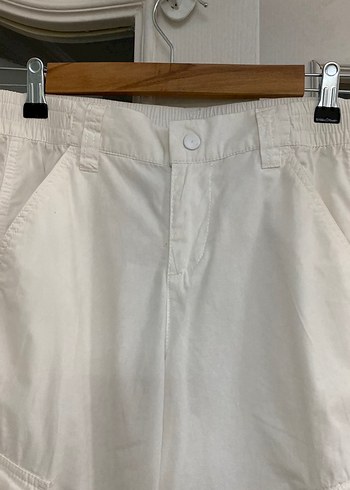 H&M Beyaz Midi Kadın Pamuklu Bol Kesim Pantolon