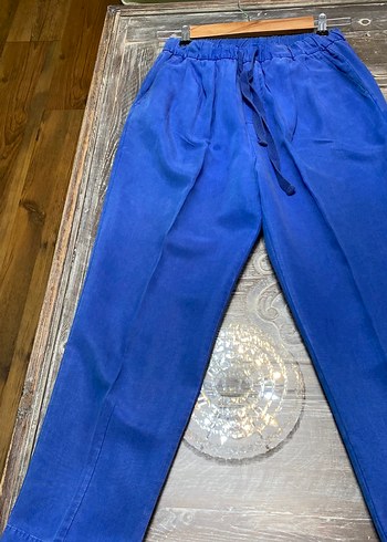 s Beden Kadın Mavi Bol Kesim Kemerli Denim Pantolonhafif ağartma gibi