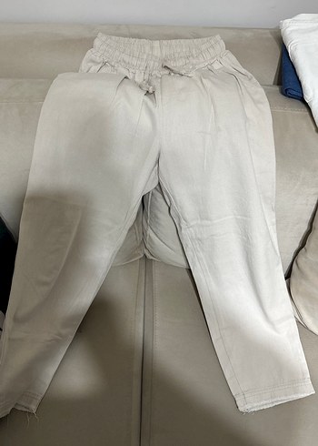 Bej Kadın Keten Salaş Midi Pantolon