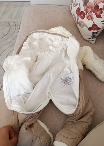 Bebek Kapüşonlu Kahverengi Tulum - Görsel 4