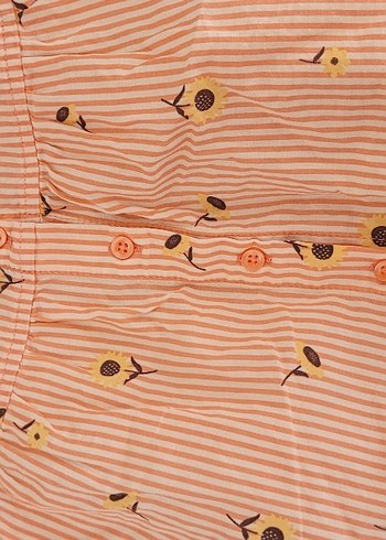 Bej Çizgili Çiçek Desenli bluz Çocuk - Görsel 5