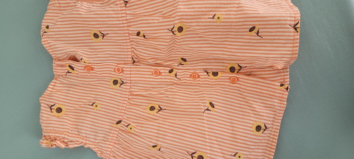 Bej Çizgili Çiçek Desenli bluz Çocuk - Görsel 5