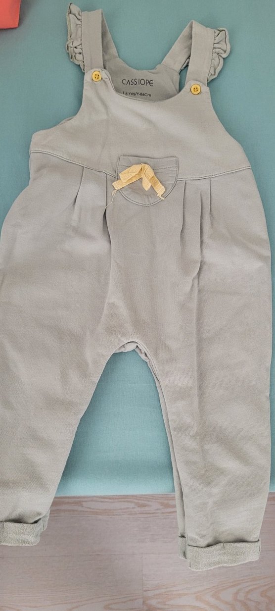 Gri Erkek Çocuk Keten Askılı Tulum - Görsel 3