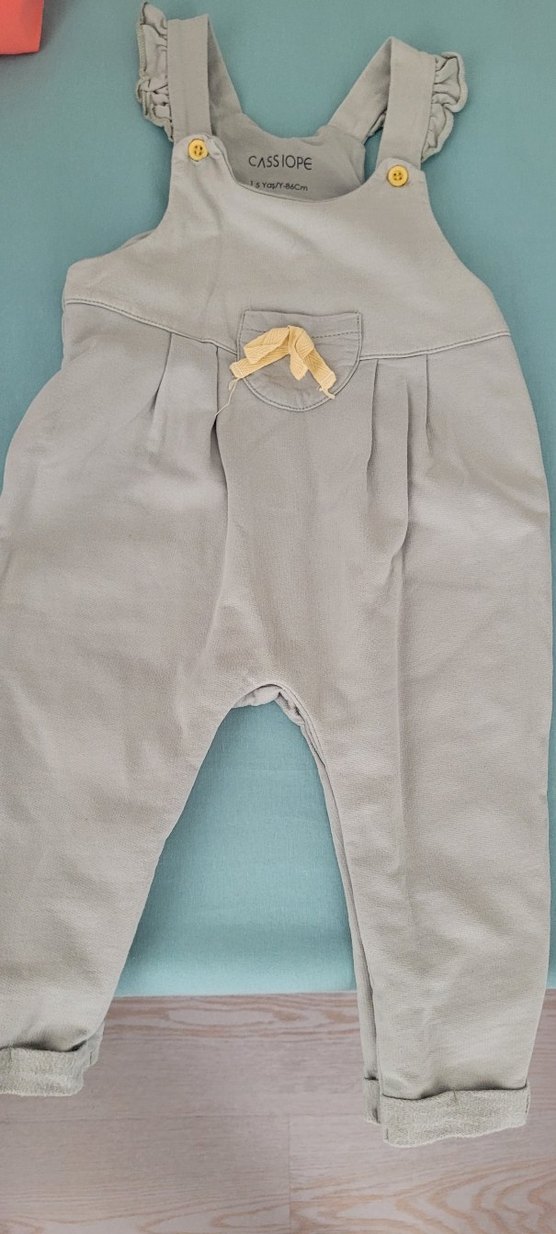 Gri Erkek Çocuk Keten Askılı Tulum - Görsel 4