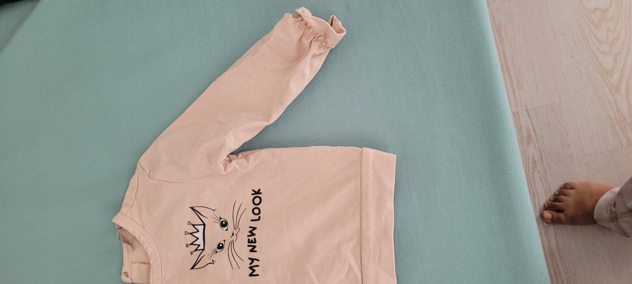 Düğmeli Pembe Kız Sweatshirt - Görsel 2