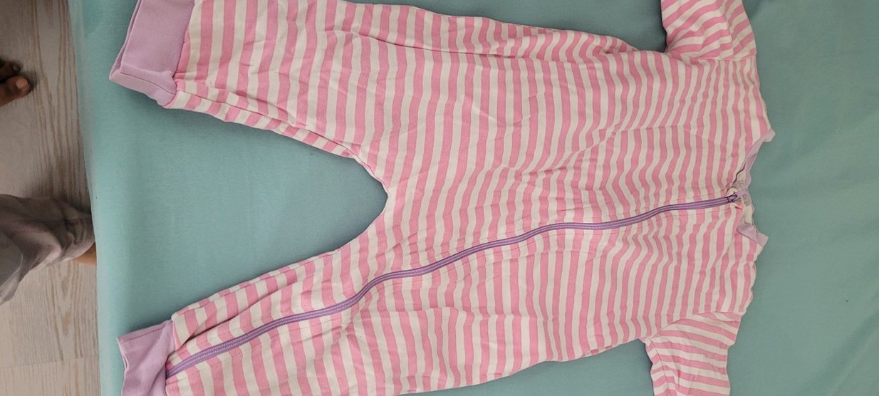 Fermuarlı Pembe Çizgili Bebek Kız Tulum - Görsel 2