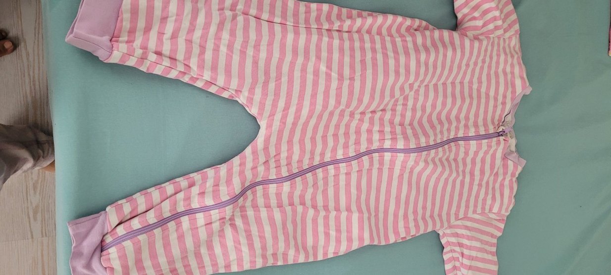 Fermuarlı Pembe Çizgili Bebek Kız Tulum - Görsel 3