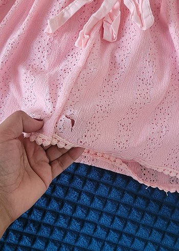 Pembe Fırfırlı Nakışlı Kız Elbisesi - Görsel 6