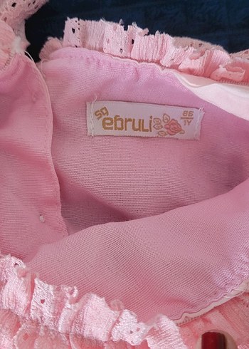 Pembe Fırfırlı Nakışlı Kız Elbisesi - Görsel 8