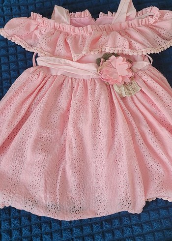 Pembe Fırfırlı Nakışlı Kız Elbisesi - Görsel 2