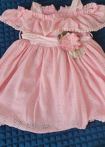 Pembe Fırfırlı Nakışlı Kız Elbisesi - Görsel 3