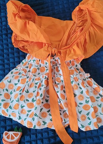 Kız Çocuk Turuncu Fırfırlı Bohem Elbise - Görsel 7