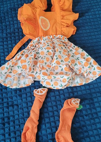 Kız Çocuk Turuncu Fırfırlı Bohem Elbise - Görsel 2