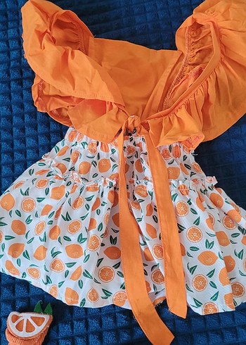 Kız Çocuk Turuncu Fırfırlı Bohem Elbise - Görsel 6