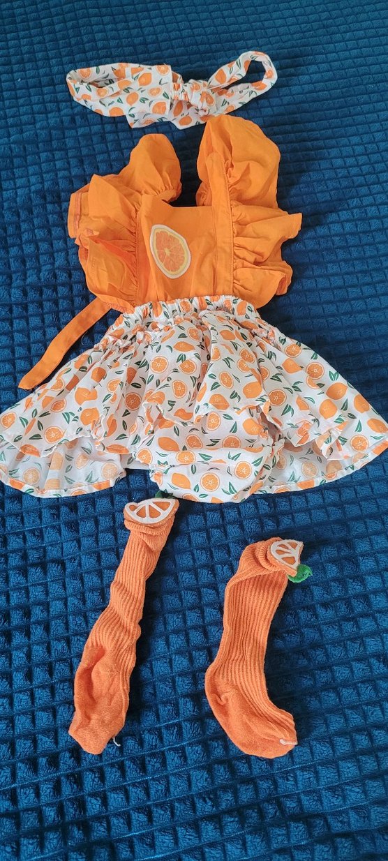 Kız Çocuk Turuncu Fırfırlı Bohem Elbise - Görsel 4