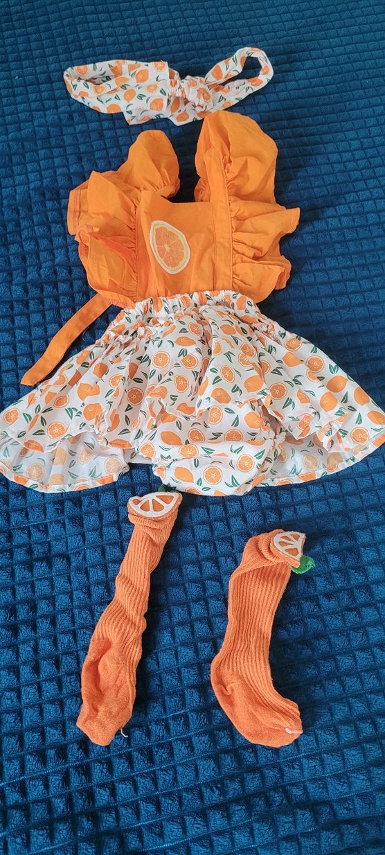 Kız Çocuk Turuncu Fırfırlı Bohem Elbise - Görsel 2