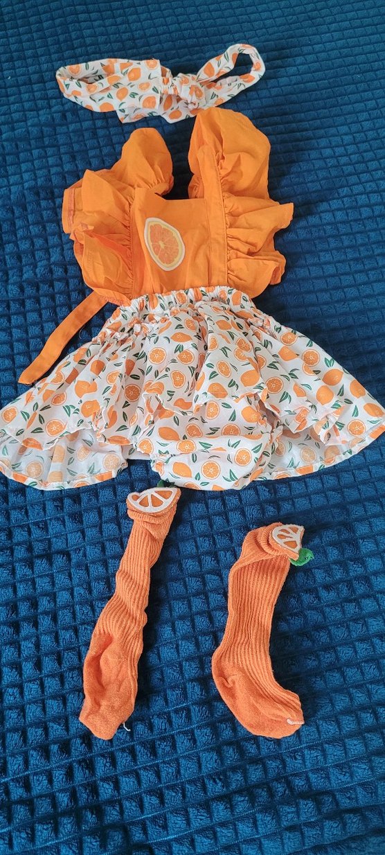 Kız Çocuk Turuncu Fırfırlı Bohem Elbise - Görsel 3