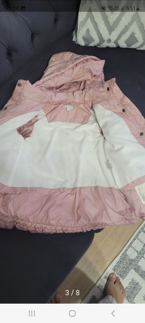 Pembe Düğmeli Kız Çocuk Mont - Görsel 3