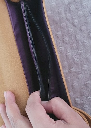 hardal sarisi Deri Tokalı Kadın Çanta - Görsel 3