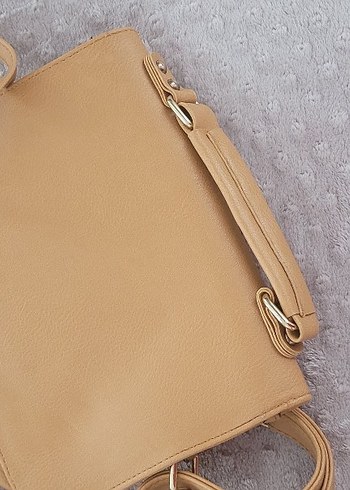 hardal sarisi Deri Tokalı Kadın Çanta - Görsel 5