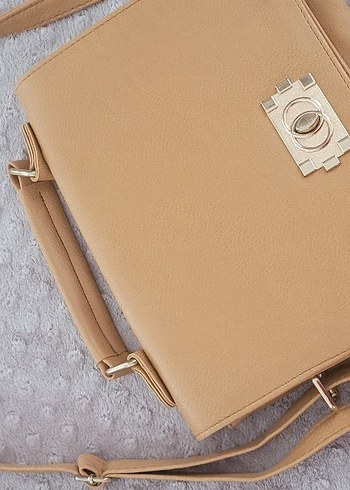 hardal sarisi Deri Tokalı Kadın Çanta - Görsel 4