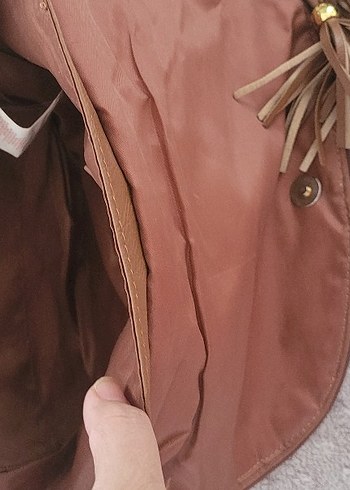 taba Deri Kadın Çanta Fermuarlı - Görsel 5