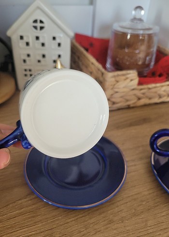 Mavi Kulplu Göz Desenli Kahve Fincanı Seti - Görsel 3