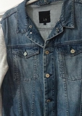 Gri erkek Denim Ceket Uzun Kollu Düğmeli - Görsel 7