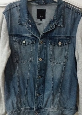 Gri erkek Denim Ceket Uzun Kollu Düğmeli - Görsel 3