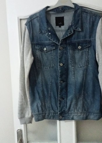 Gri erkek Denim Ceket Uzun Kollu Düğmeli - Görsel 4